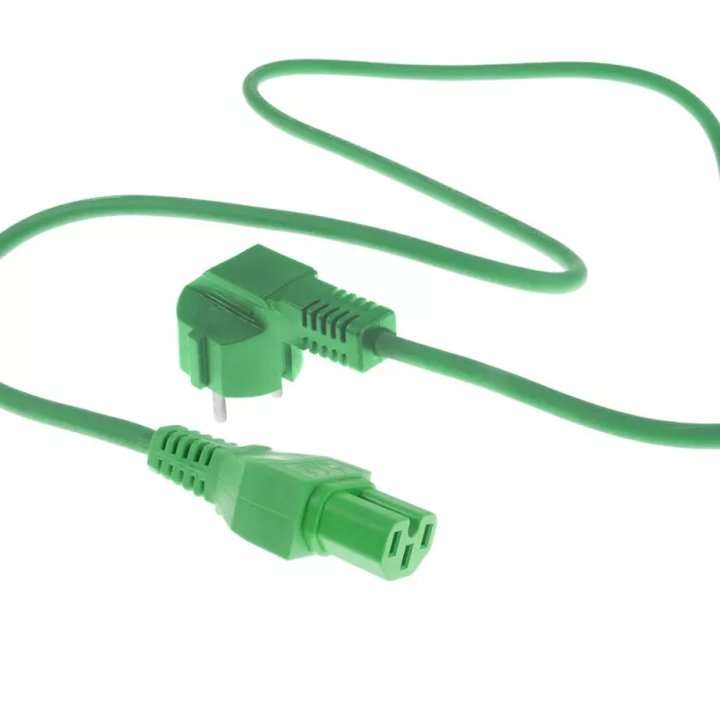 ACT Cable de alimentación CEE 7/7 conector macho (acodado) - C15 verde 1,5 m