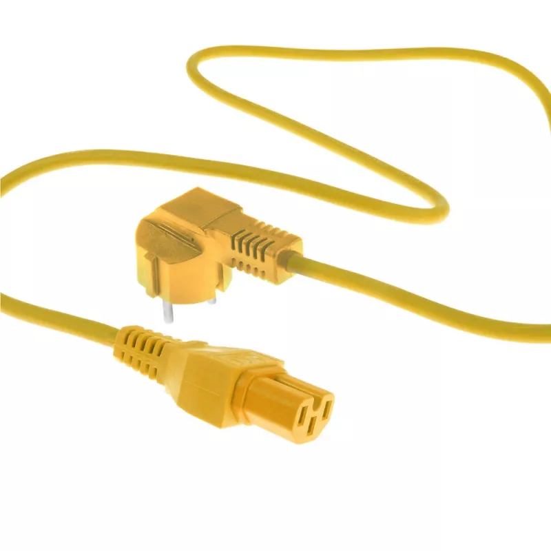 ACT Cable de alimentación conector macho CEE 7/7 (acodado) - C15 amarillo 1,5 m