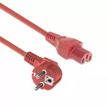 ACT Cable de alimentación conector macho Schuko CEE 7/7 acodado C15 rojo 1 m 250 V 10 A