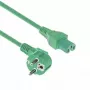 ACT Cable de alimentación conector macho CEE 7/7 acodado C15 verde 1 m 250 V 10 A