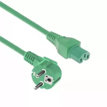 ACT Cable de alimentación conector macho CEE 7/7 acodado C15 verde 2 m 250 V 10 A