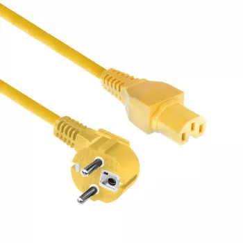 ACT Cable de alimentación conector macho CEE 7/7 (acodado) - C15 amarillo 1 m