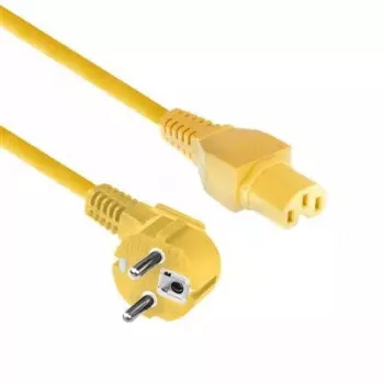 ACT Cable de alimentación conector macho CEE 7/7 acodado C15 amarillo 2 m 250V 10A