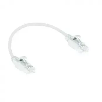 ACT Blanco 0,5 metros Cable de red LSZH U/UTP CAT6 Datacenter Slimline con protección de lengüeta y conectores RJ45
