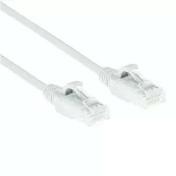 ACT Blanco 0,5 metros Cable de red LSZH U/UTP CAT6 Datacenter Slimline con protección de lengüeta y conectores RJ45
