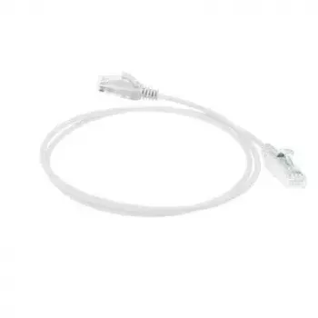 ACT Blanco 1 m Cable de red LSZH U/UTP CAT6 Datacenter Slimline con protección de lengüeta y conectores RJ45