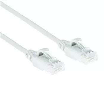 ACT Blanco 1 m Cable de red LSZH U/UTP CAT6 Datacenter Slimline con protección de lengüeta y conectores RJ45