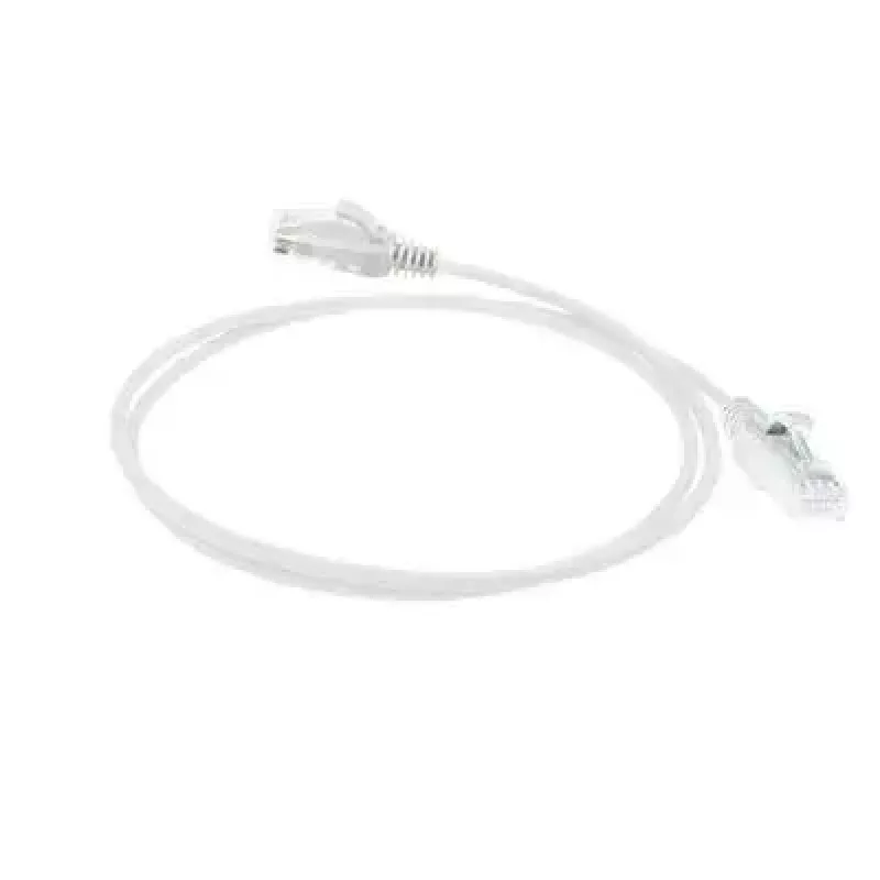 ACT Blanco 5 metros Cable de red LSZH U/UTP CAT6 Datacenter Slimline con protección de lengüeta y conectores RJ45