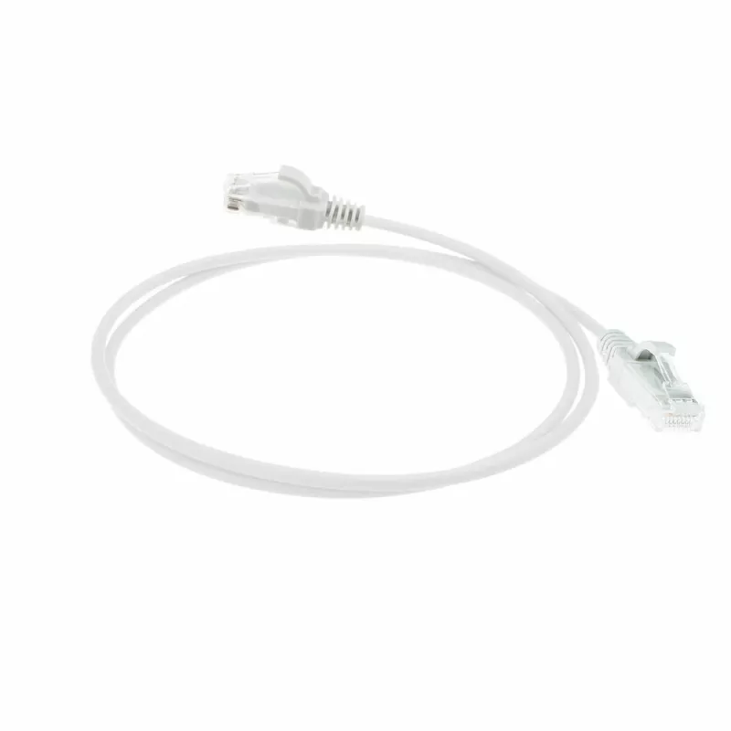 ACT Blanco 7 metros Cable de red LSZH U/UTP CAT6 Datacenter Slimline con conectores RJ45