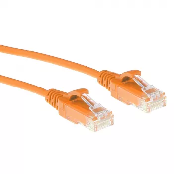 ACT Naranja, 3 m, Cable de red LSZH U/UTP CAT6 Datacenter Slimline con protección de lengüeta y conectores RJ45