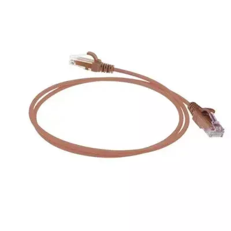 ACT Marrón 2 metros Cable de red LSZH U/UTP CAT6 Datacenter Slimline con protección de lengüeta y conectores RJ45
