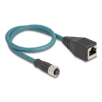 Cable adaptador M12 DeLOCK codificación A conector hembra de 8 polos a conector hembra RJ45 50 cm