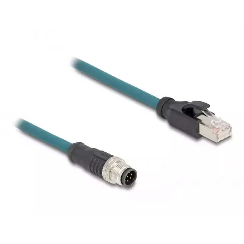 Cable de red DeLOCK Cable adaptador M12 codificación A conector macho de 8 polos a conector macho RJ45 50 cm