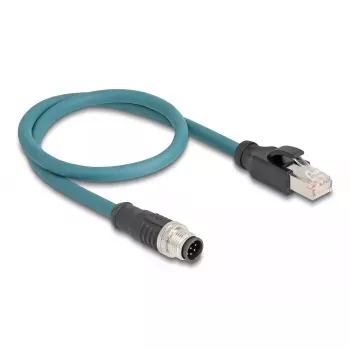 Cable de red DeLOCK Cable adaptador M12 codificación A conector macho de 8 polos a conector macho RJ45 50 cm