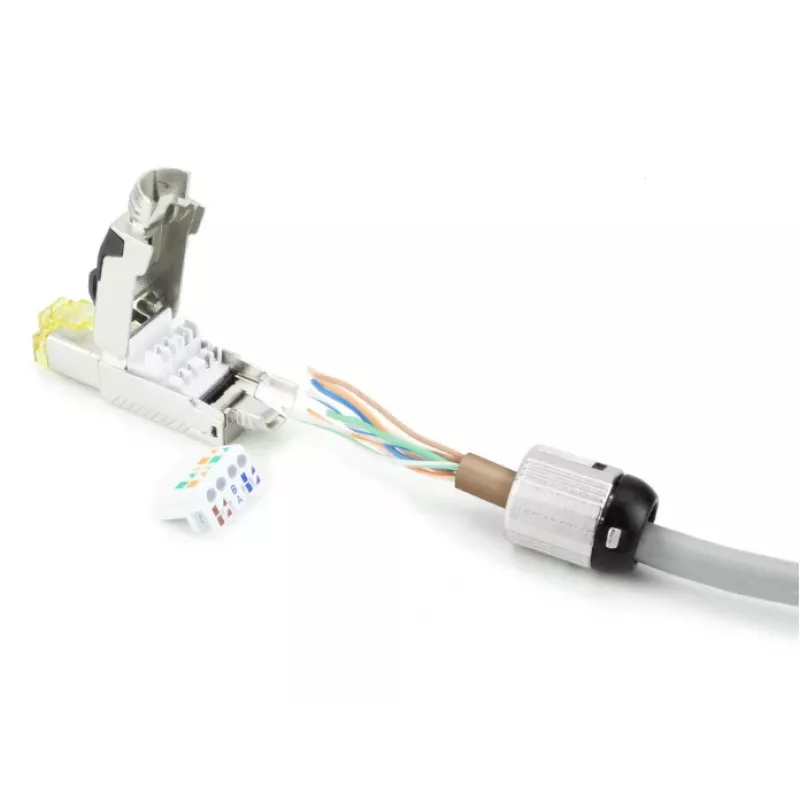 ACT conector RJ45 CAT6A apantallado para terminación en campo, sin herramientas, 4PPoE 100W
