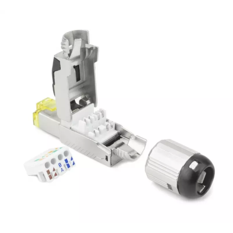 ACT conector RJ45 CAT6A apantallado para terminación en campo, sin herramientas, 4PPoE 100W