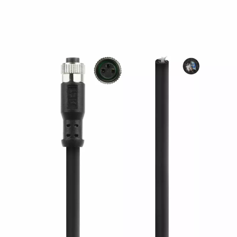 ACT Industrial cable de sensor de 3,00 metros M8A 3 polos conector hembra a extremo abierto, cable TPE Ultraflex Xtreme, apantallado