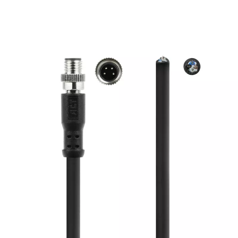 ACT Industrial cable de sensor de 3,00 metros M8A 4 polos conector macho a extremo abierto, cable TPE Ultraflex Xtreme, apantallado