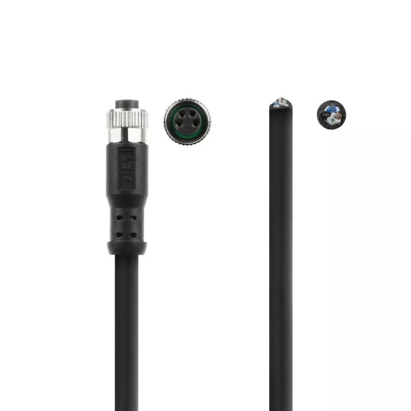 ACT Industrial cable de sensor de 3,00 metros M8A 4 polos conector hembra a extremo abierto, cable TPE Ultraflex Xtreme, apantallado