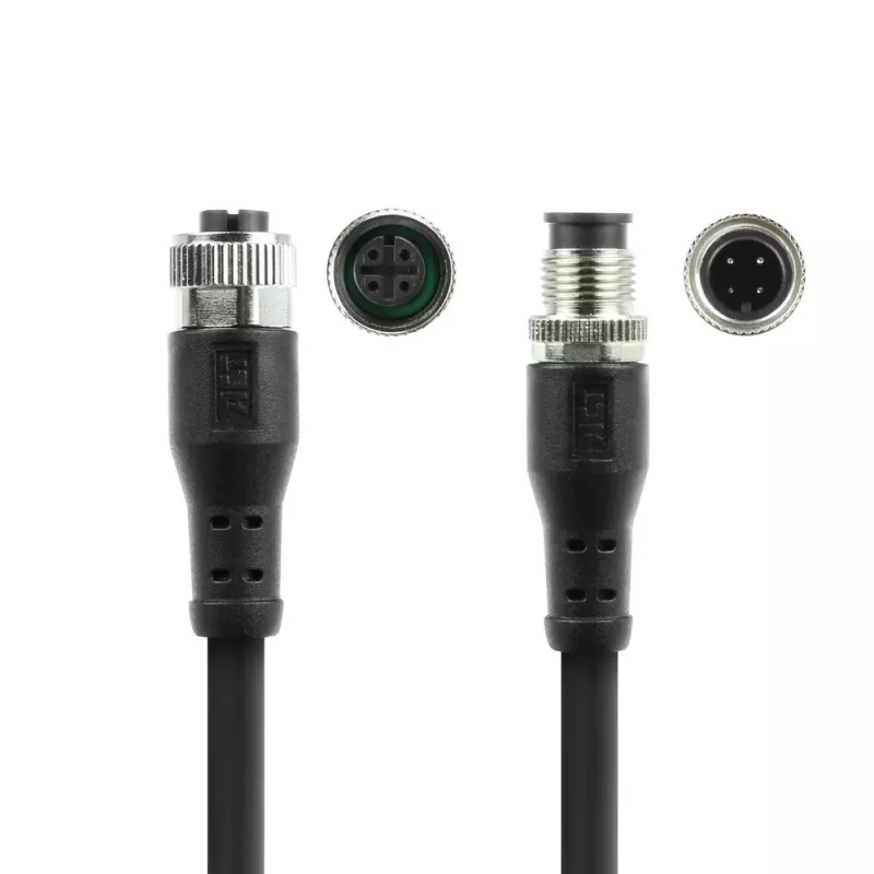 ACT Industrial cable de sensor de 5,00 metros M12A 4 polos conector macho a conector hembra M12A 4 polos, cable TPE Superflex Xtreme, apantallado