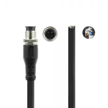 ACT Industrial cable de sensor de 5,00 metros M12A 4 polos conector macho a extremo abierto, cable TPE Superflex Xtreme, apantallado