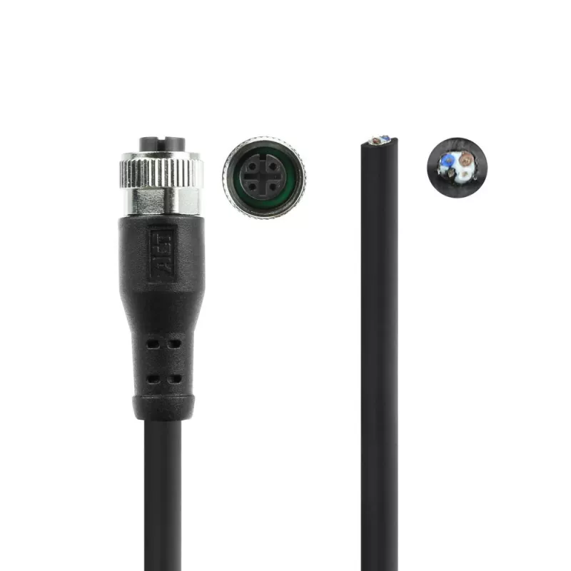 ACT Industrial cable de sensor de 1,50 metros M12A 4 polos conector hembra a extremo abierto, cable TPE Superflex Xtreme, apantallado