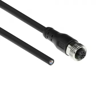 ACT Industrial cable de sensor de 3,00 metros M12A 4 polos conector hembra a extremo abierto, cable TPE Superflex Xtreme, apantallado