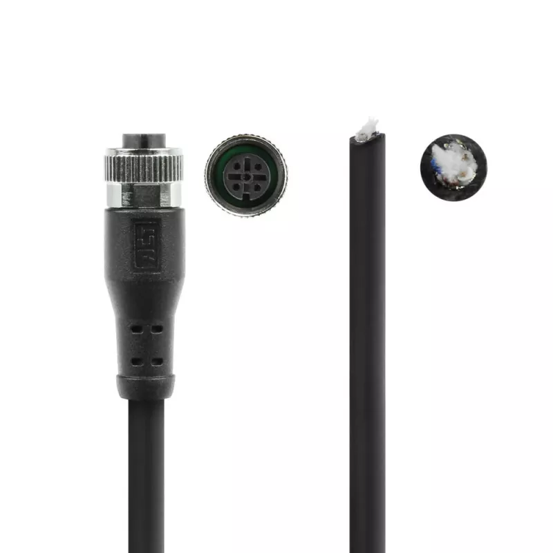 ACT Industrial cable de sensor de 3,00 metros M12A 5 polos conector macho a extremo abierto, cable TPE Superflex Xtreme, apantallado