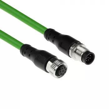 ACT Industrial cable de sensor de 1,50 metros M12A 8 polos conector macho a conector hembra M12A 8 polos, cable TPE Ultraflex, apantallado