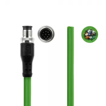 ACT Industrial cable de sensor de 1,50 metros M12A 8 polos conector macho a extremo abierto, cable TPE Ultraflex, apantallado