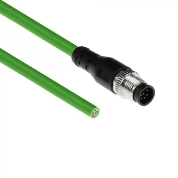 ACT Industrial cable de sensor de 3,00 metros M12A 8 polos conector macho a extremo abierto, cable TPE Ultraflex, apantallado