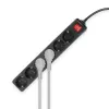 Regleta de enchufes ACT con interruptor iluminado, 6 tomas, 3 m, negra