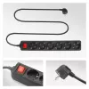 Regleta de enchufes ACT con interruptor iluminado, 6 tomas, 3 m, negra