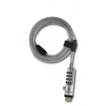 Candado de cable USB Hama plateado, transparente 1,8 m