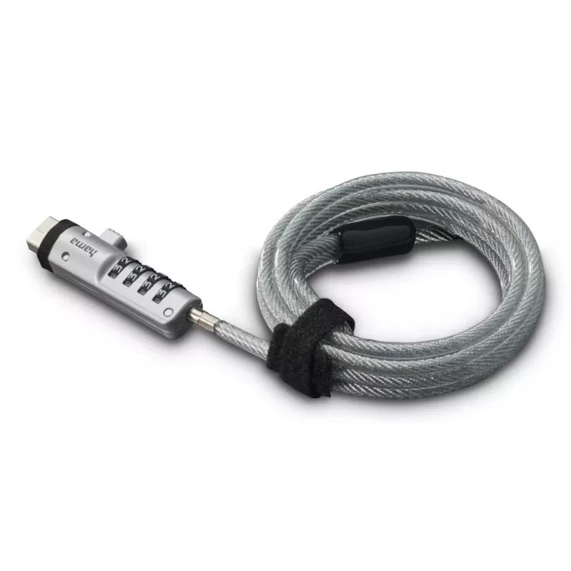 Candado de cable USB Hama plateado, transparente 1,8 m