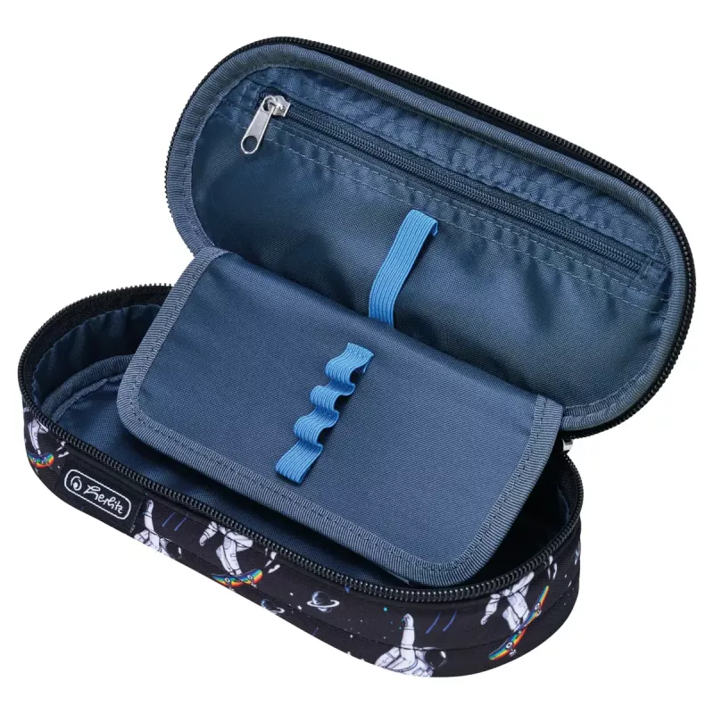 Herlitz Space Skater Estuche blando Poliéster Azul oscuro Blanco