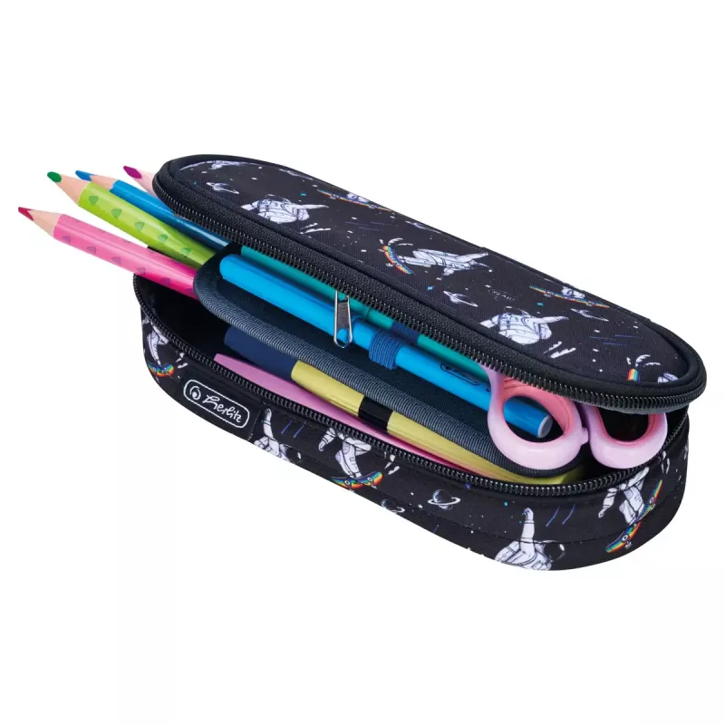 Herlitz Space Skater Estuche blando Poliéster Azul oscuro Blanco