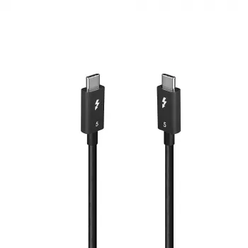 Lindy Cable Thunderbolt 5 de 1 m, 80 Gbit/s, pasivo, conector macho, conector macho, 1 m, 80 Gbit/s, Negro, Níquel