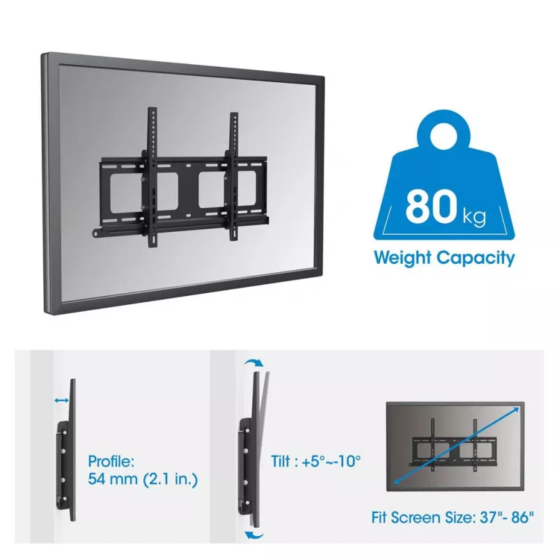 Manhattan 462143 soporte de pared para TV de exterior, inclinable, antirrobo, 37-86 pulgadas, 80 kg