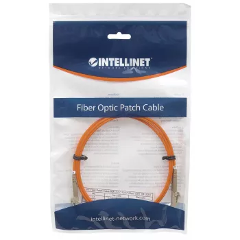 Intellinet Cable de parcheo de fibra óptica, OM1, LC/LC, 5 m, Naranja, Dúplex, Multimodo, 62,5/125 µm, LSZH, Fibra óptica, garantía de por vida