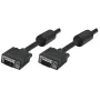 Manhattan Cable de monitor VGA (con núcleos de ferrita), 15 m, Negro, conector macho a conector macho, HD15, cable con especificación SVGA superior (totalmente compatible), el apantallamiento con núcleos de ferrita ayuda a minimizar las interferencias EMI para una mejor transmisión de vídeo, garantía de por vida