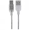 Manhattan 336314 cable alargador USB 2.0, USB-A macho a USB-A hembra, 1,8 m, plata transparente