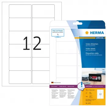 Etiqueta autoadhesiva para impresora HERMA Videoetiquetas A4 78,7x46,6 mm