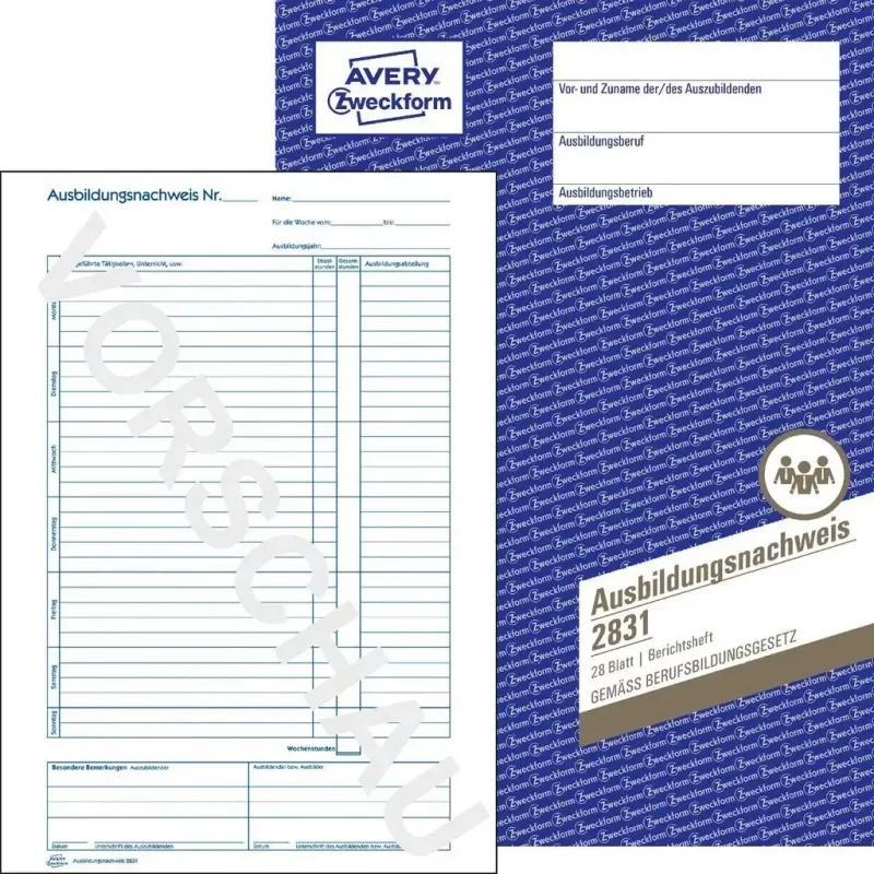 Avery Zweckform 2831 cuaderno de registro de formación, A4, 28 hojas