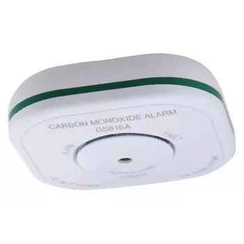 Detector de gas Olympia 6121 — monóxido de carbono (CO), alarma de 85 dB, a pilas (AAA 1,5 V), blanco