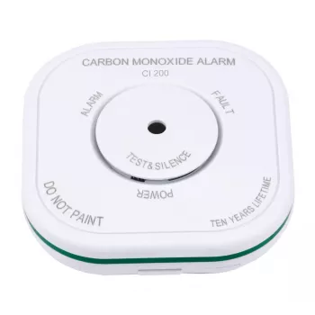 Detector de gas Olympia 6121 — monóxido de carbono (CO), alarma de 85 dB, a pilas (AAA 1,5 V), blanco