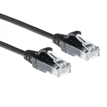 ACT Negro 3 metros LSZH U/UTP CAT6 Cable de red Slimline para centro de datos, sin lengüeta con conectores RJ45