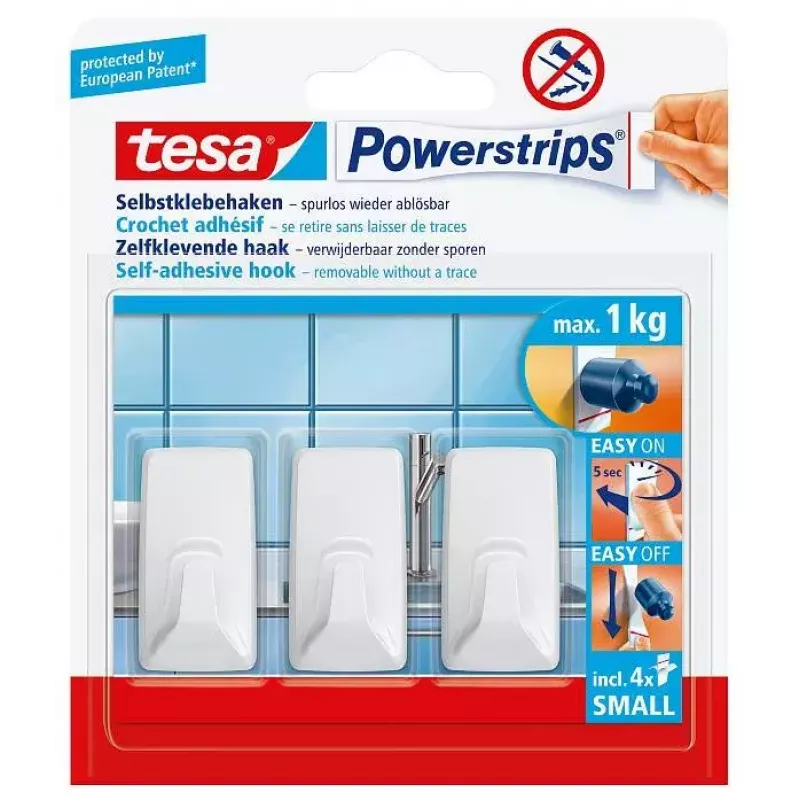 Gancho para toallas TESA 57072-00000 interior blanco 3 uds.