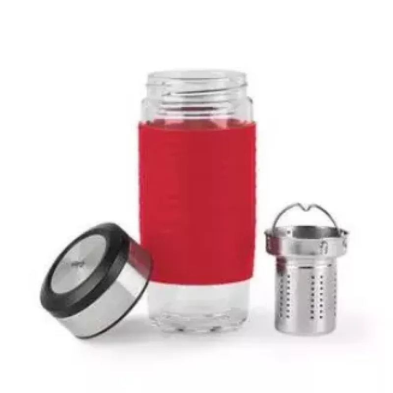 Emsa TEA MUG taza aislante con filtro 2 en 1, 420 ml, rojo