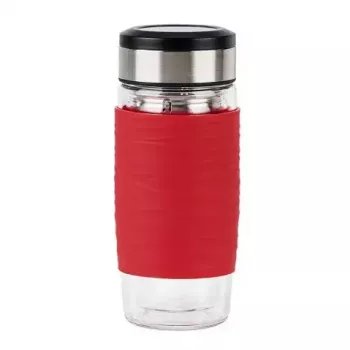 Emsa TEA MUG taza aislante con filtro 2 en 1, 420 ml, rojo